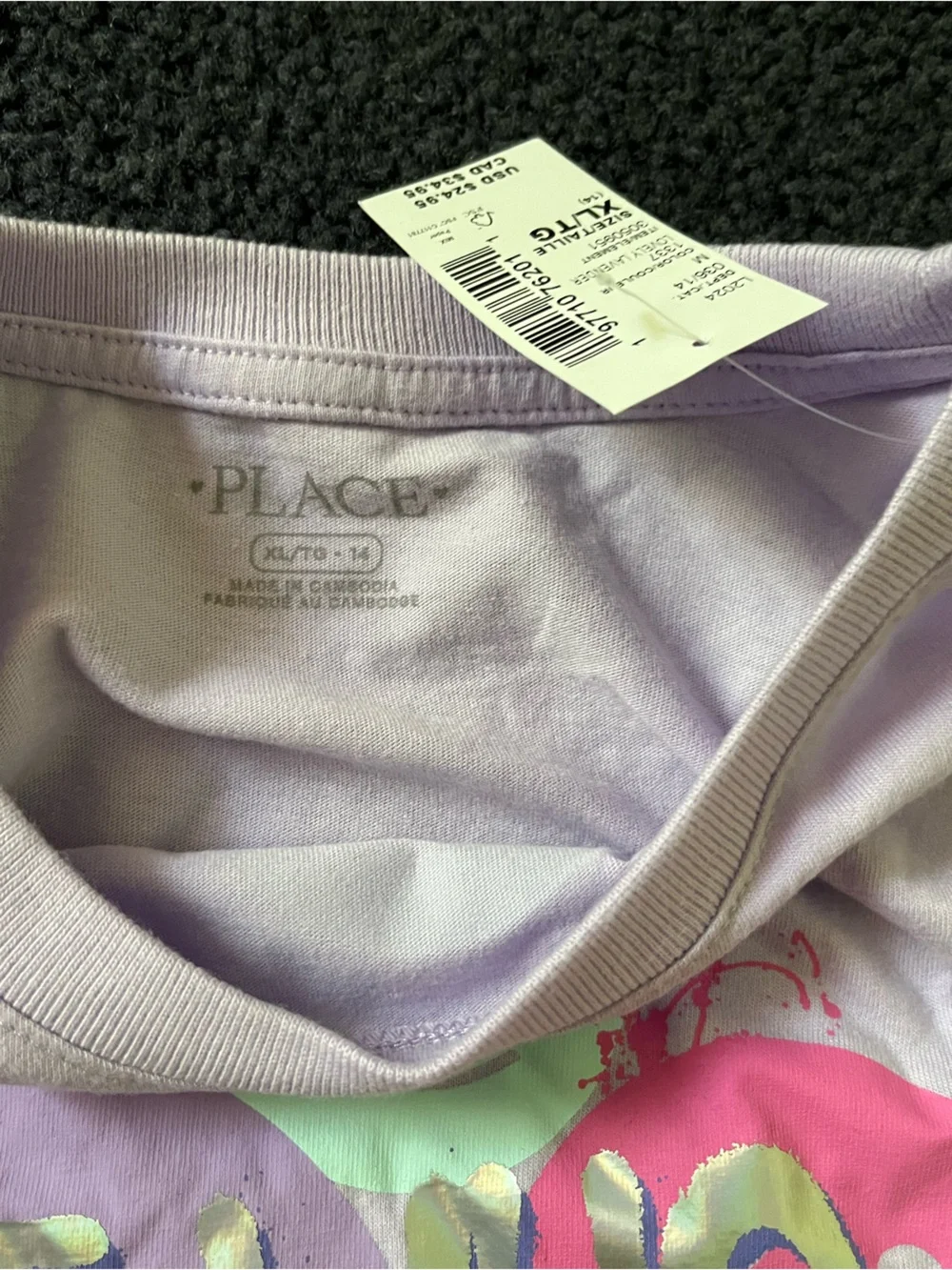 The Children's Place Lavender Long Sleeve Tee with Multicolor Graphic